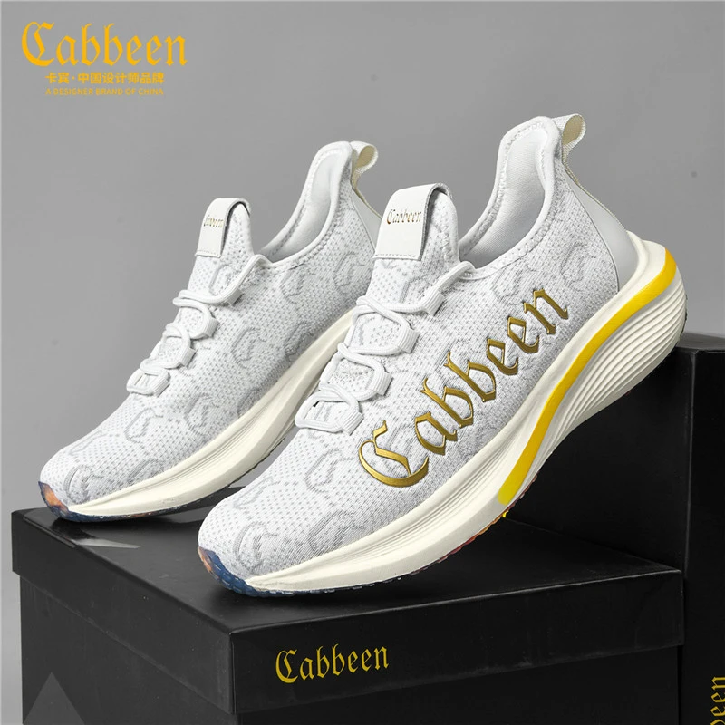 卡宾男鞋时尚透气单网运动鞋新款男士轻便网面休闲飞织鞋