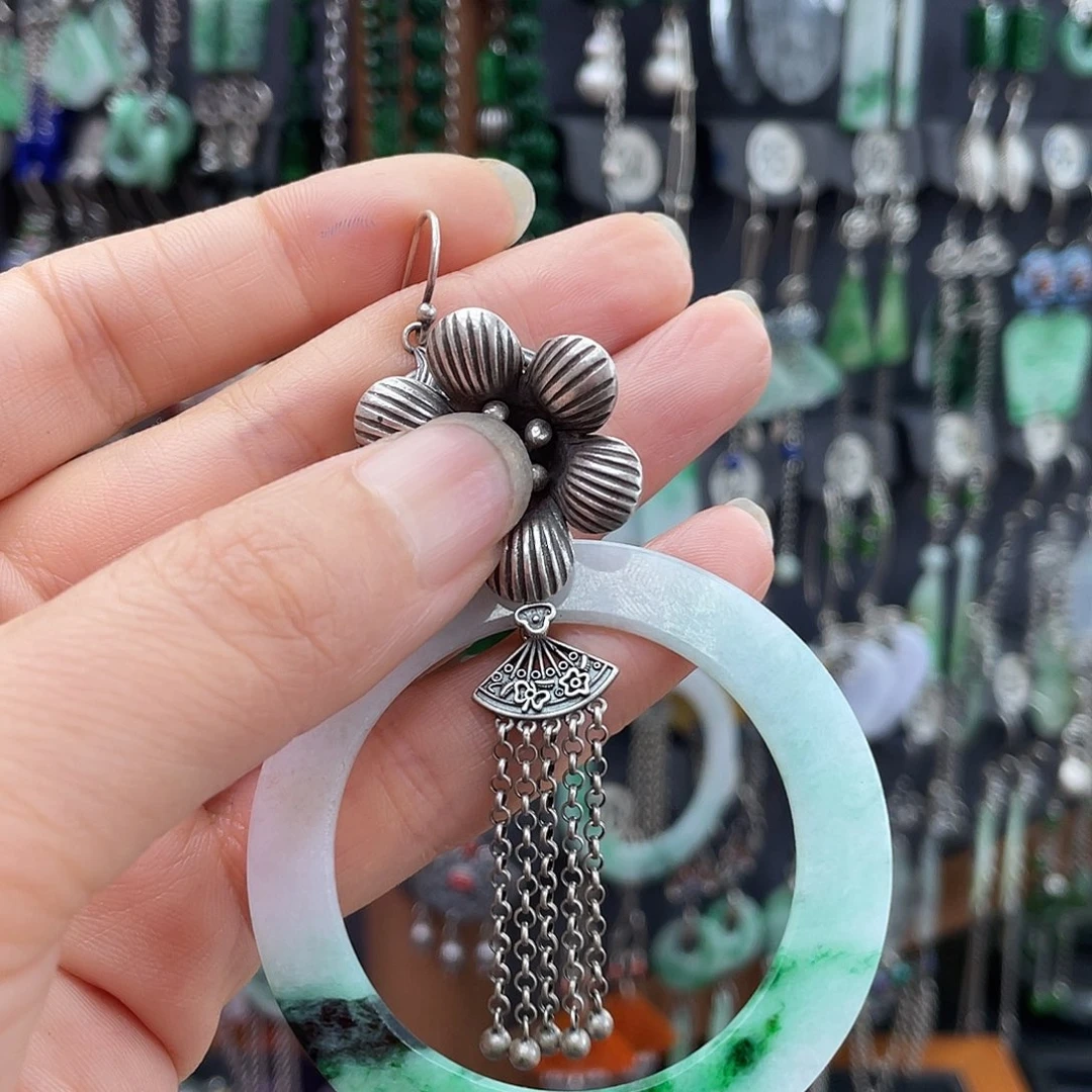 翡翠银S925镶嵌耳饰老****猫117hnmjhj