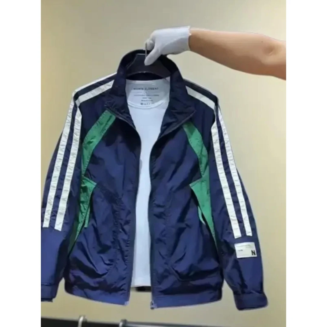 日系原宿风拼色飞行员夹克男潮牌春季宽松运动外套时尚情侣棒球服