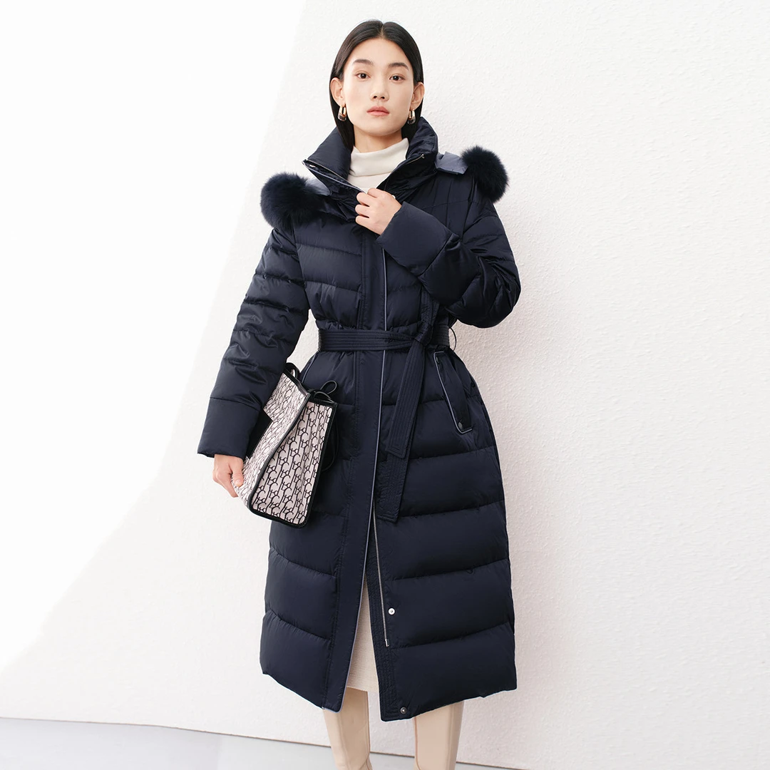 【安雅专属】冬御寒轻奢质感通勤毛领连帽长款厚女CR00426N5