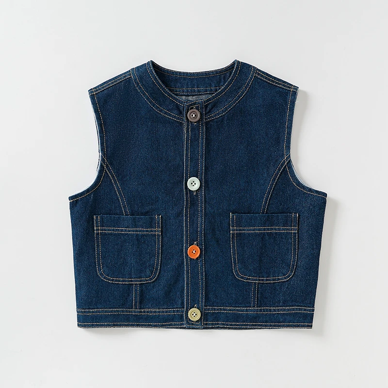 牛仔马甲春秋季韩版上衣中小童休闲百搭外套QM66302