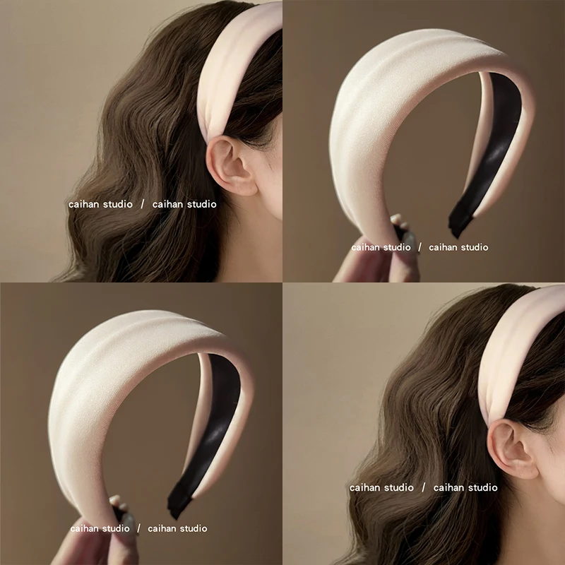 温柔云朵白~昆凌同款宽头箍2025新款太空棉宽边头箍高颅顶盘发器