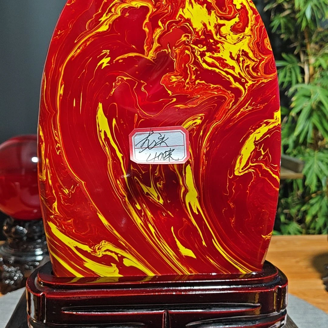 石材南非鸡血红原石摆件