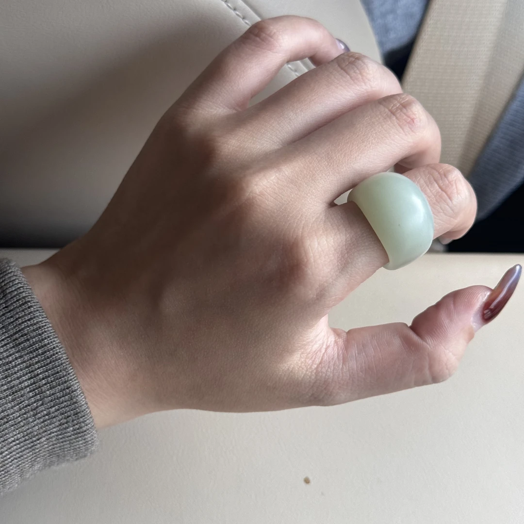 新疆天然和田玉且末蓝指环-SS2512143（多样性发货）