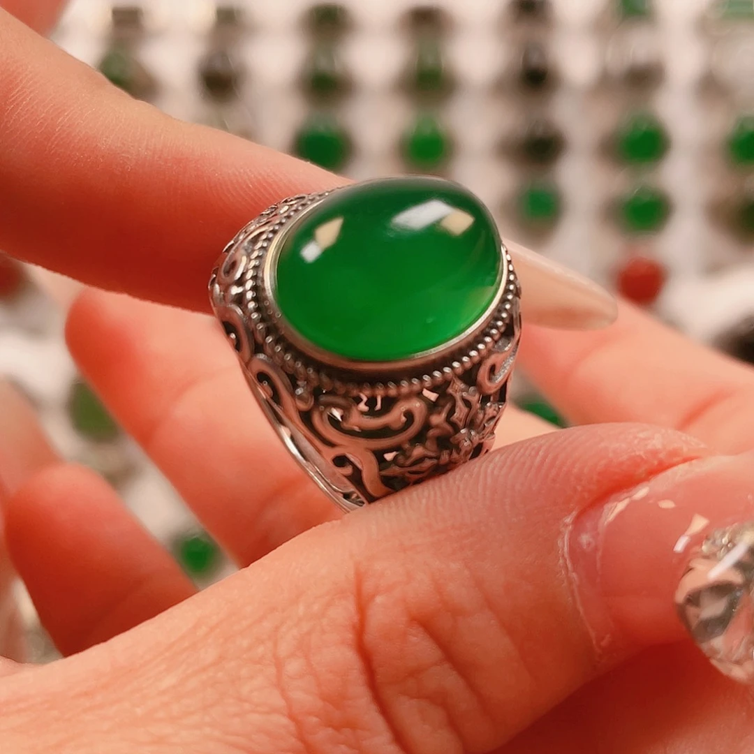 银S925镶嵌戒指玛瑙/玉髓