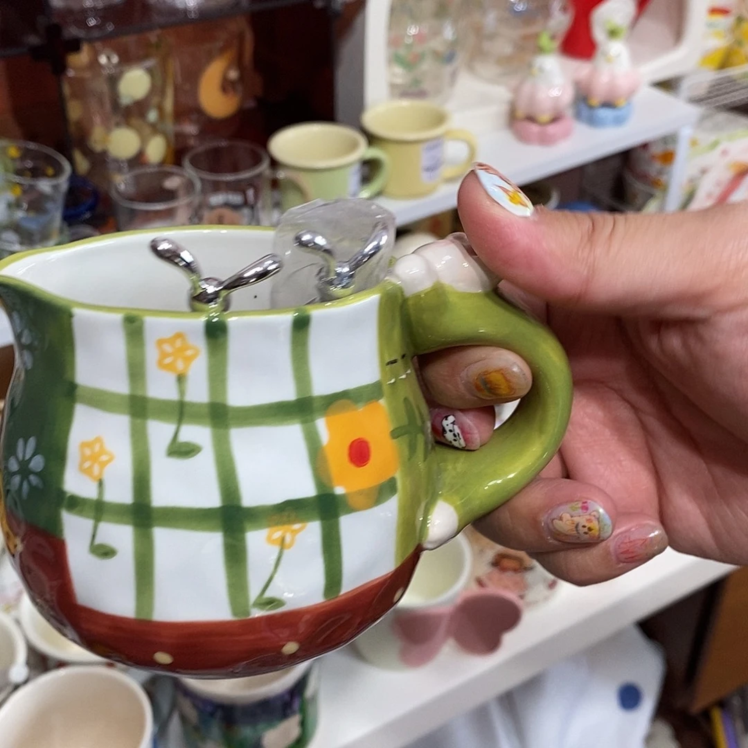 陶瓷小奶hu绿格子