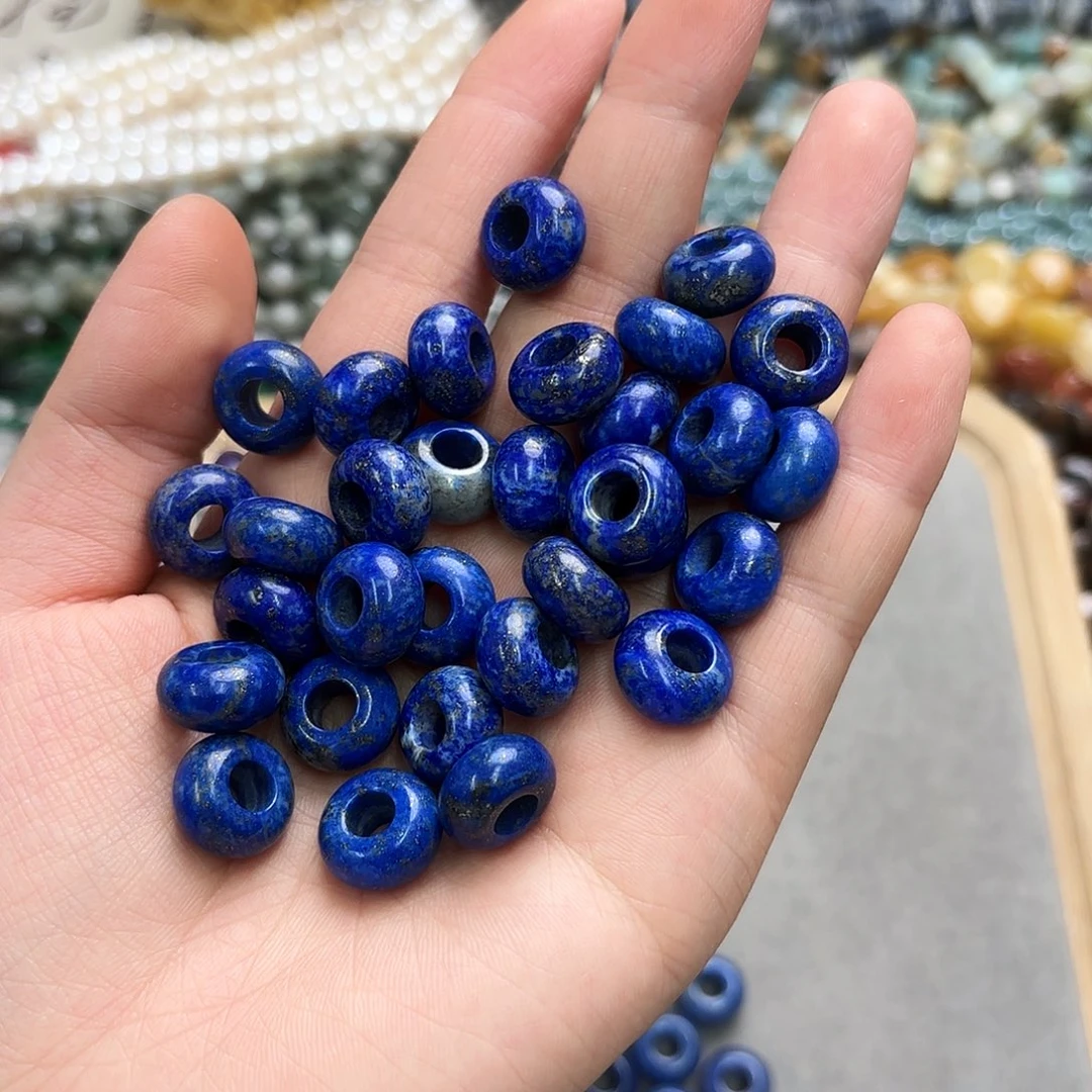 玛瑙/玉髓未镶嵌珠宝半成品卡14青金面包圈4颗