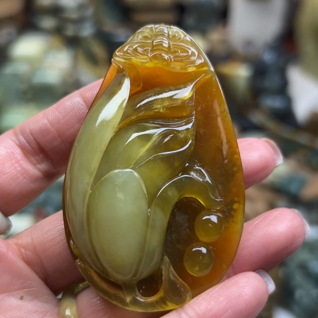 岫玉未镶嵌颈饰玉石王花玉玉兰花