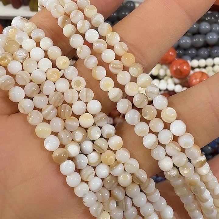 玛瑙/玉髓合金珠宝半成品5条4mm蚕丝贝圆珠