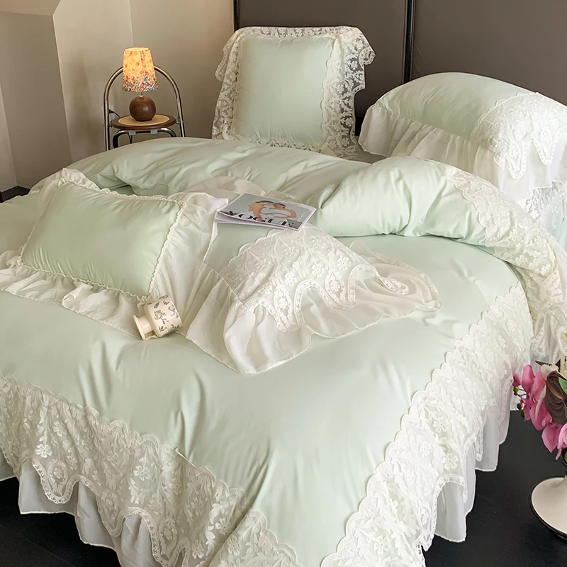 法式公主风四件套韩式雪纺花边清新被套床单款床盖款家居床上用品