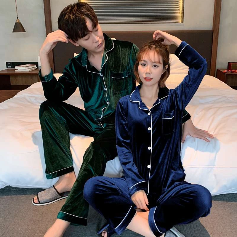 范哲萨金丝绒情侣睡衣女春秋冬季长袖珊瑚绒2025新款大码男士家居