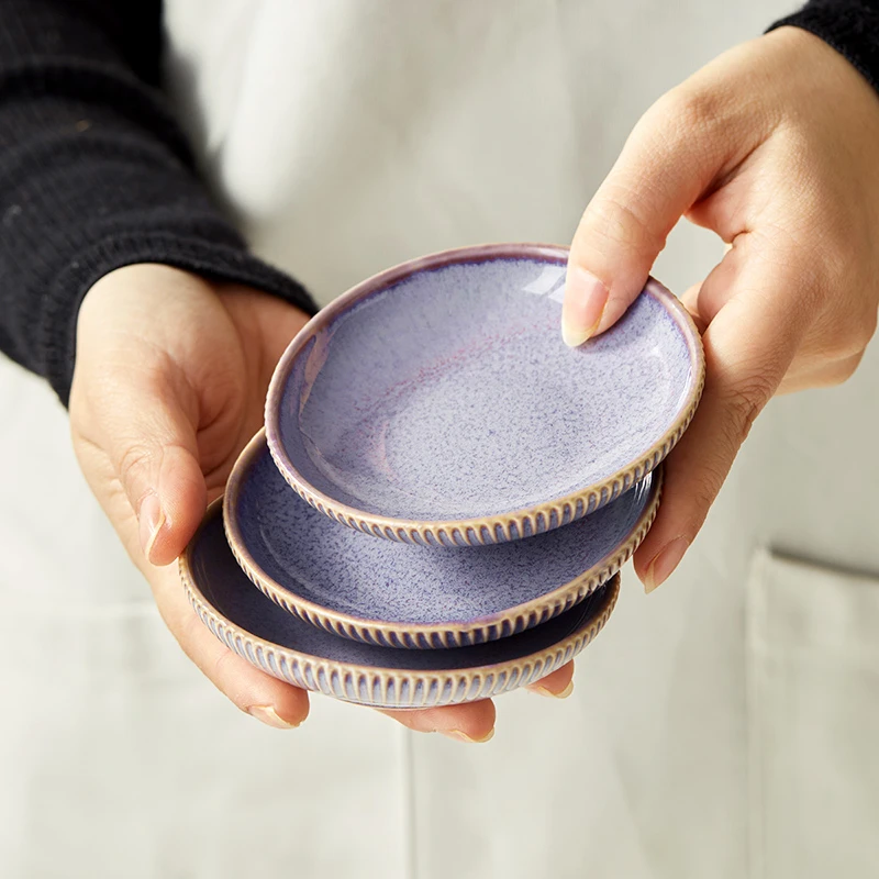 摩尔4英寸味碟家用简约陶瓷复古蘸料碟 多只装