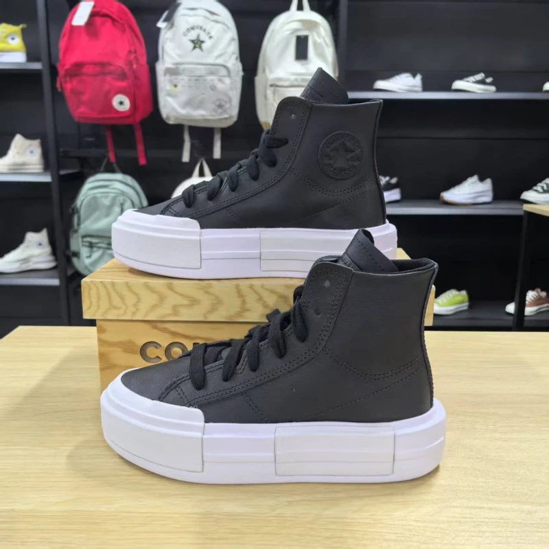 CONVERSE匡威AIIStar悠游男女厚底黑色高帮皮面UU面包鞋A06143C