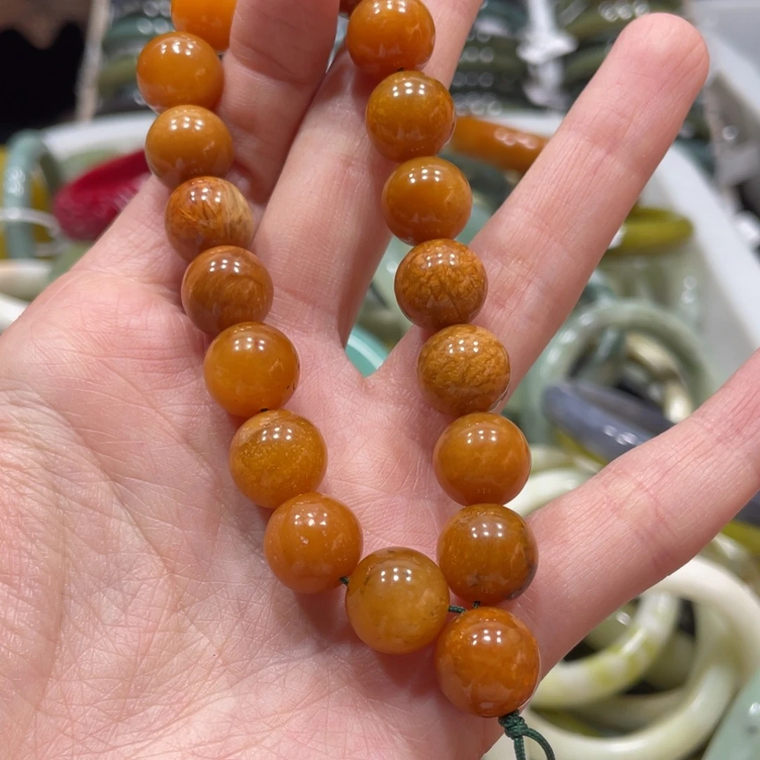 蛇纹石玉手串未镶嵌瑕