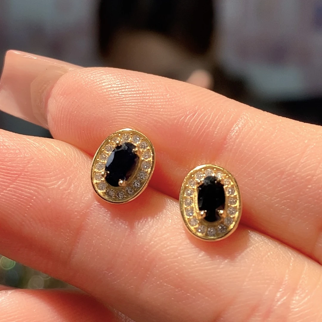 耳饰蓝宝石银S925镶嵌天然蓝宝石福利款