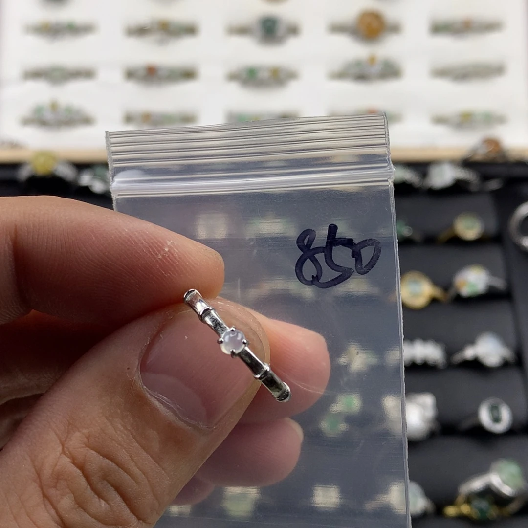 翡翠银S925镀金镶嵌戒指850