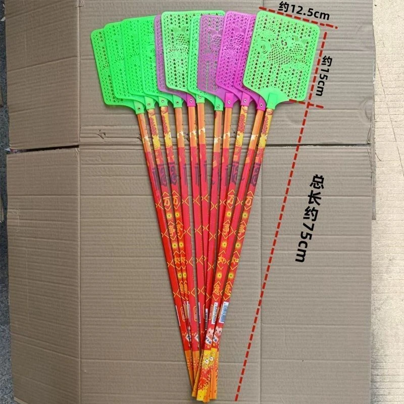夏季家用长杆苍蝇拍竹子把耐用长柄手动苍蝇拍子打不烂大号批发