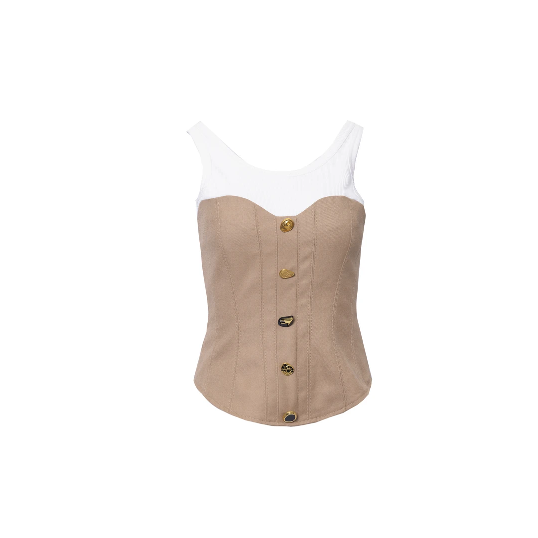 【坤姨专属】复古休闲风背心无袖小众设计感法式修身型24AWDL311C