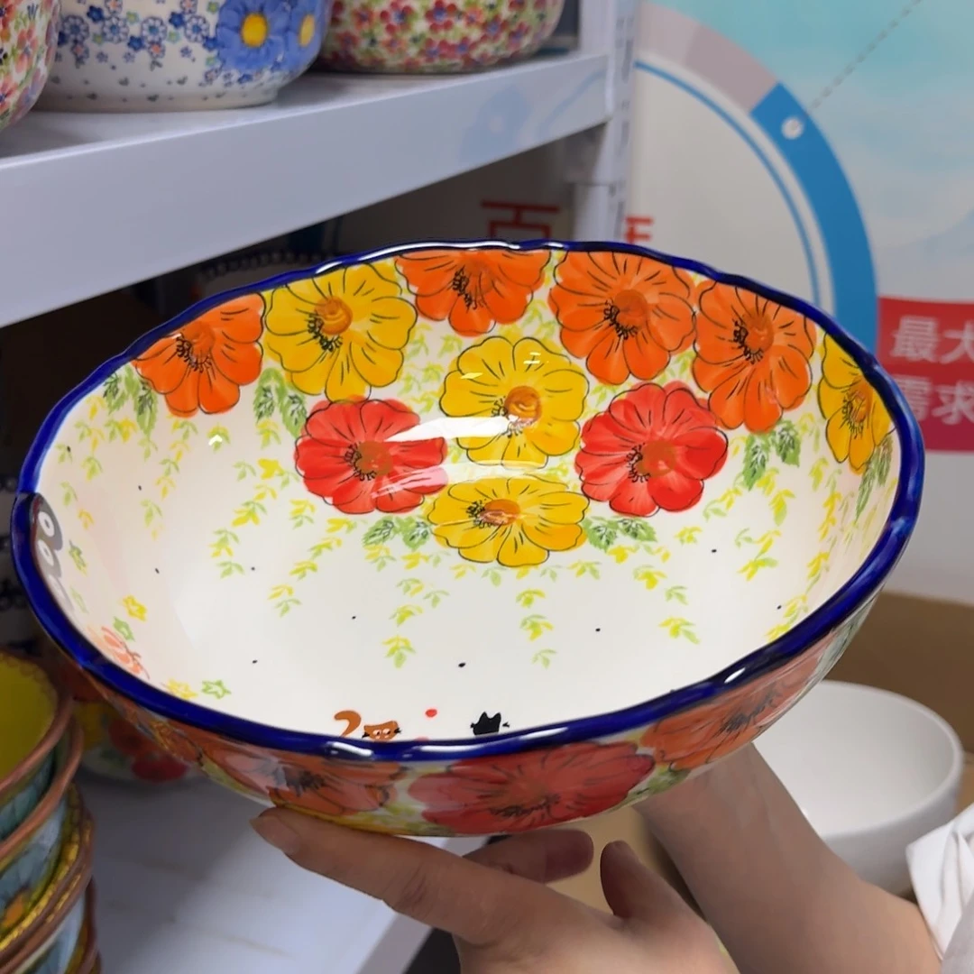 陶瓷10英寸南瓜猫汤盆一只
