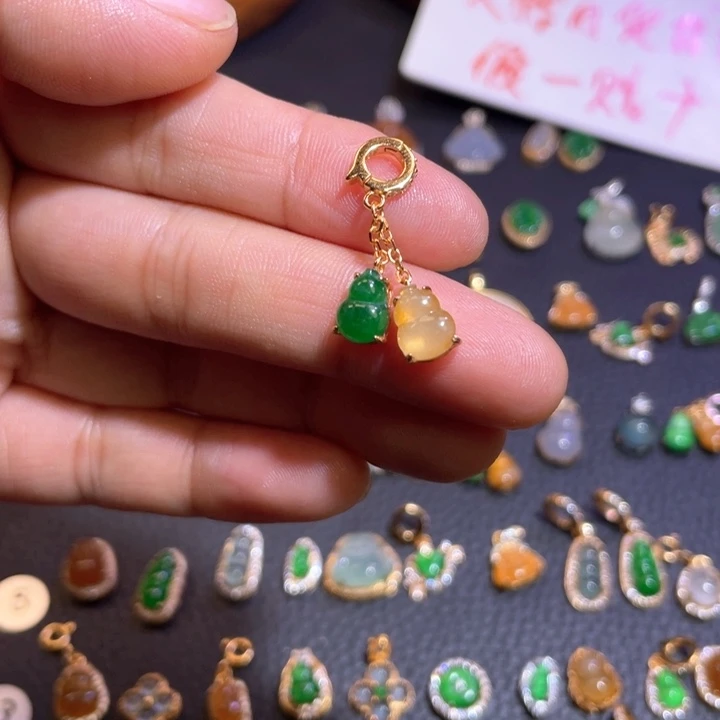 翡翠银S925镶嵌吊坠(不含链)天然翡翠