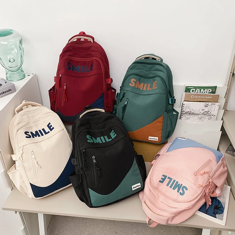 初中生都市简约中学生透气小学生防盗拉链双根双肩背双肩包