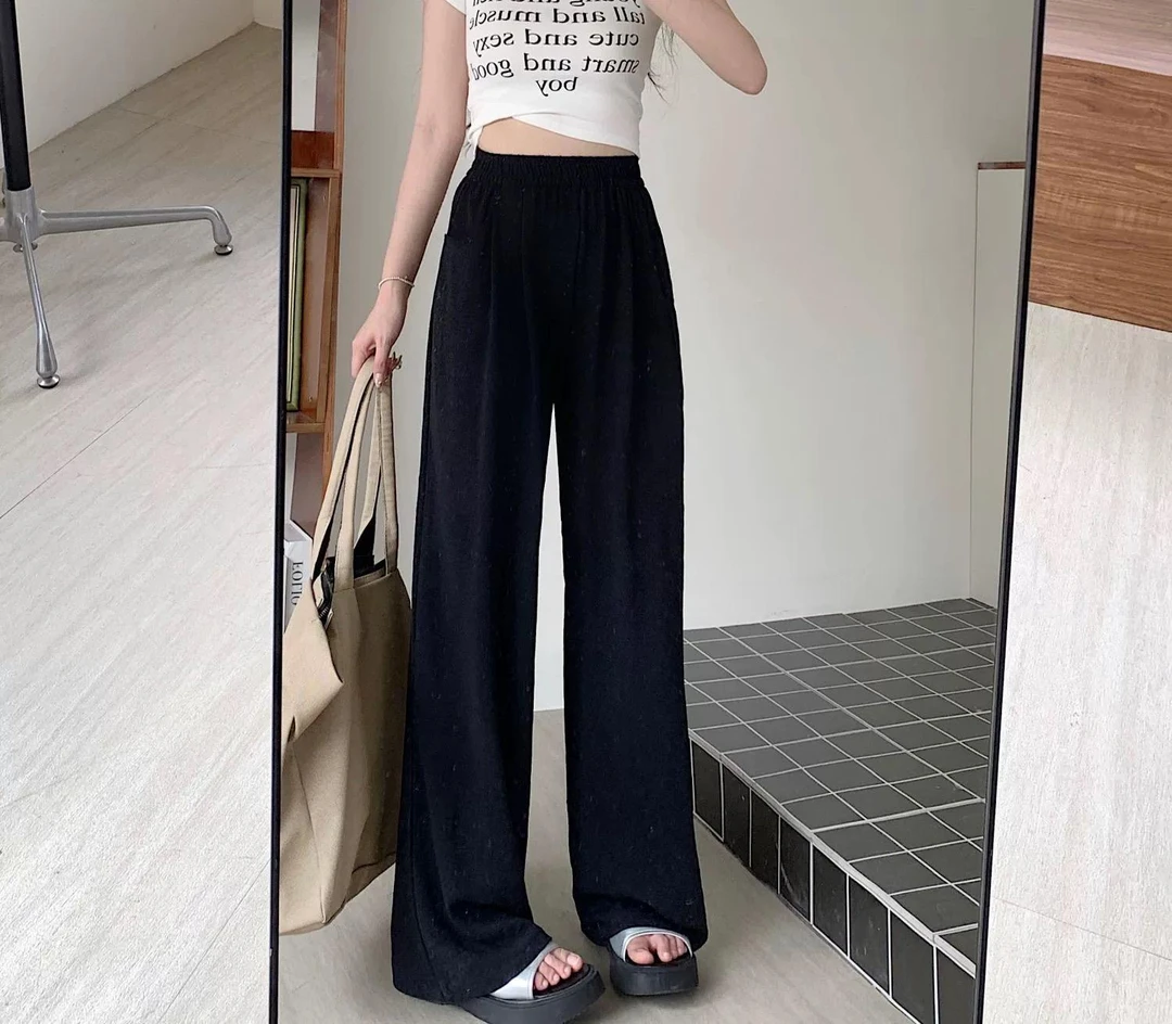 夏季大码天丝亚麻窄版阔腿裤