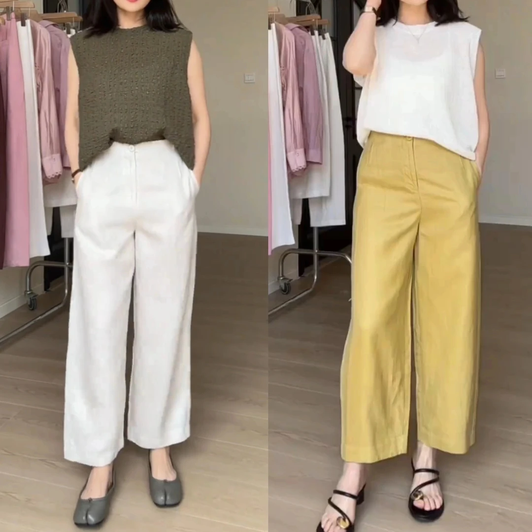 天丝亚麻九分裤女2025新款夏季薄款裤子垂休闲宽松麻料气球镰刀裤