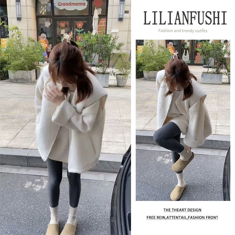 【现货】时尚穿搭2025秋季新款百搭马甲外套显瘦纯色长袖针织两件套