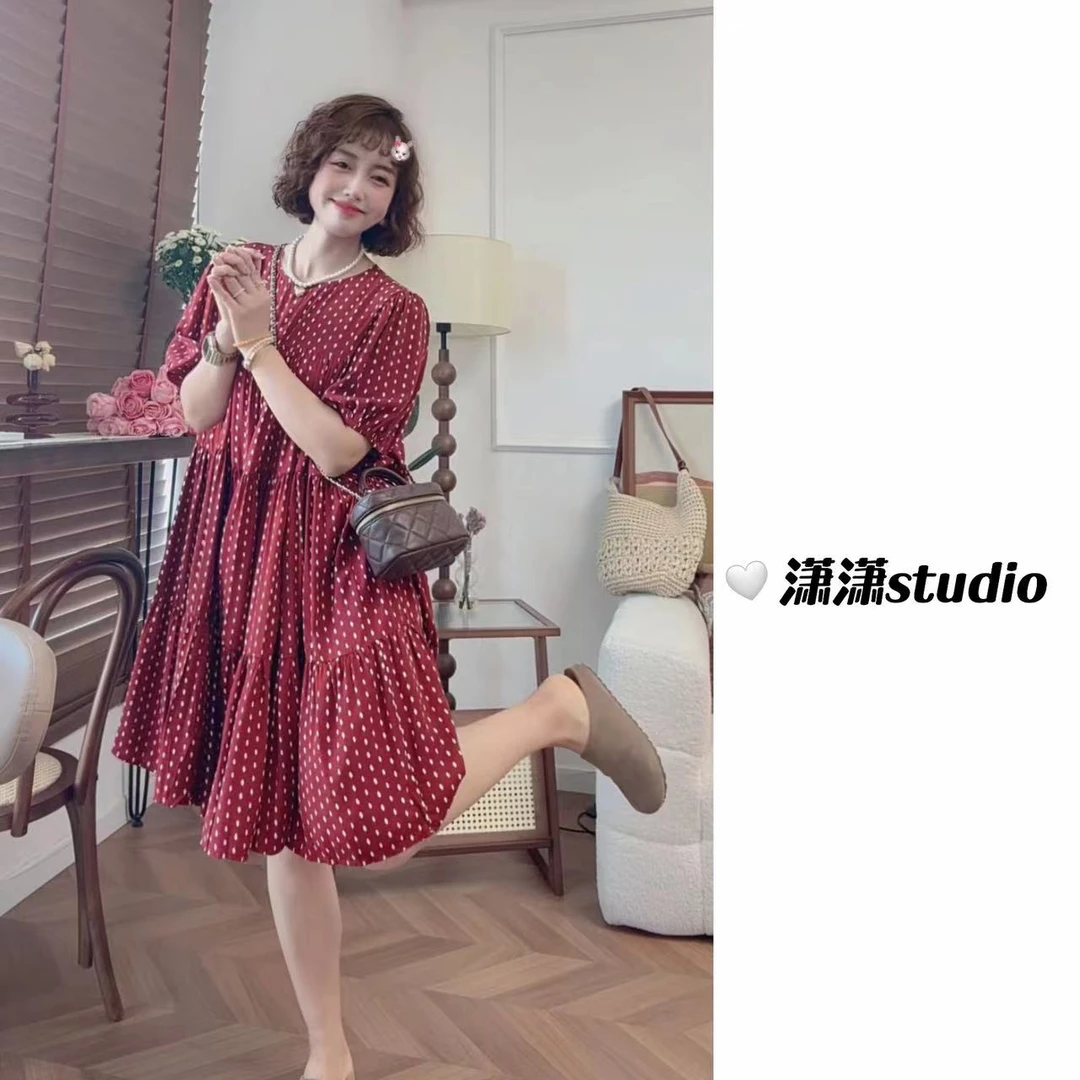 【超凉快波点裙】【100人棉】潇潇自制夏日必备多层拼接连衣裙XS2508