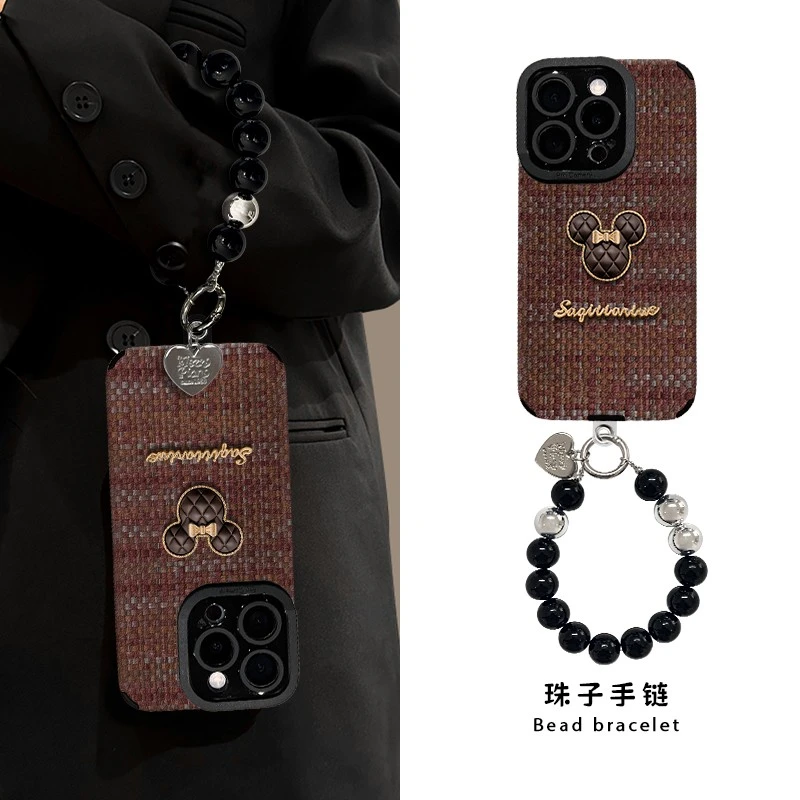 复古米奇公仔适用苹果17华为vivo/oppo小米iPhone瞳眼羊皮手机壳