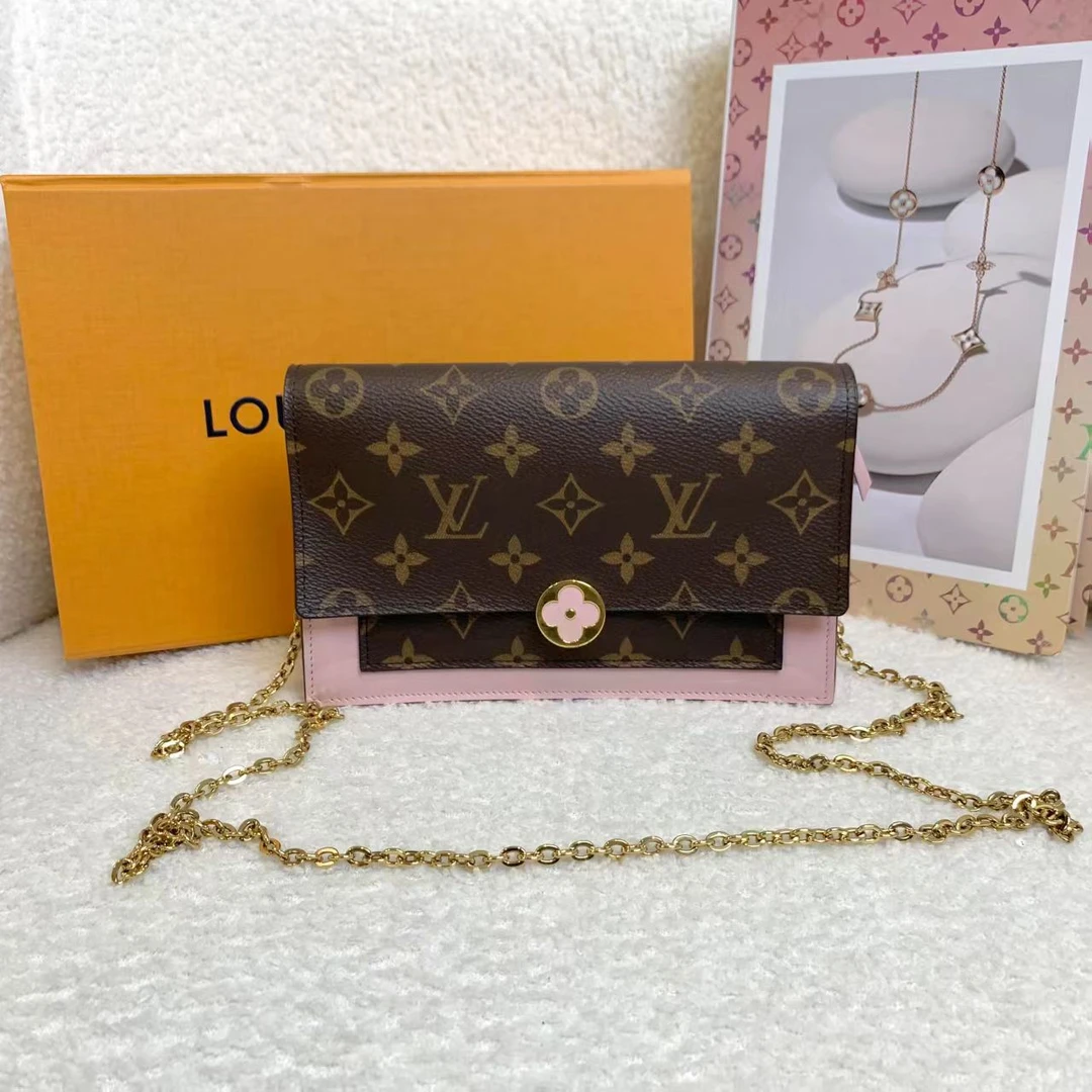 99新 LouisVuitton/路易威登 壹臻楠楠/老花拼粉链条包/54364951