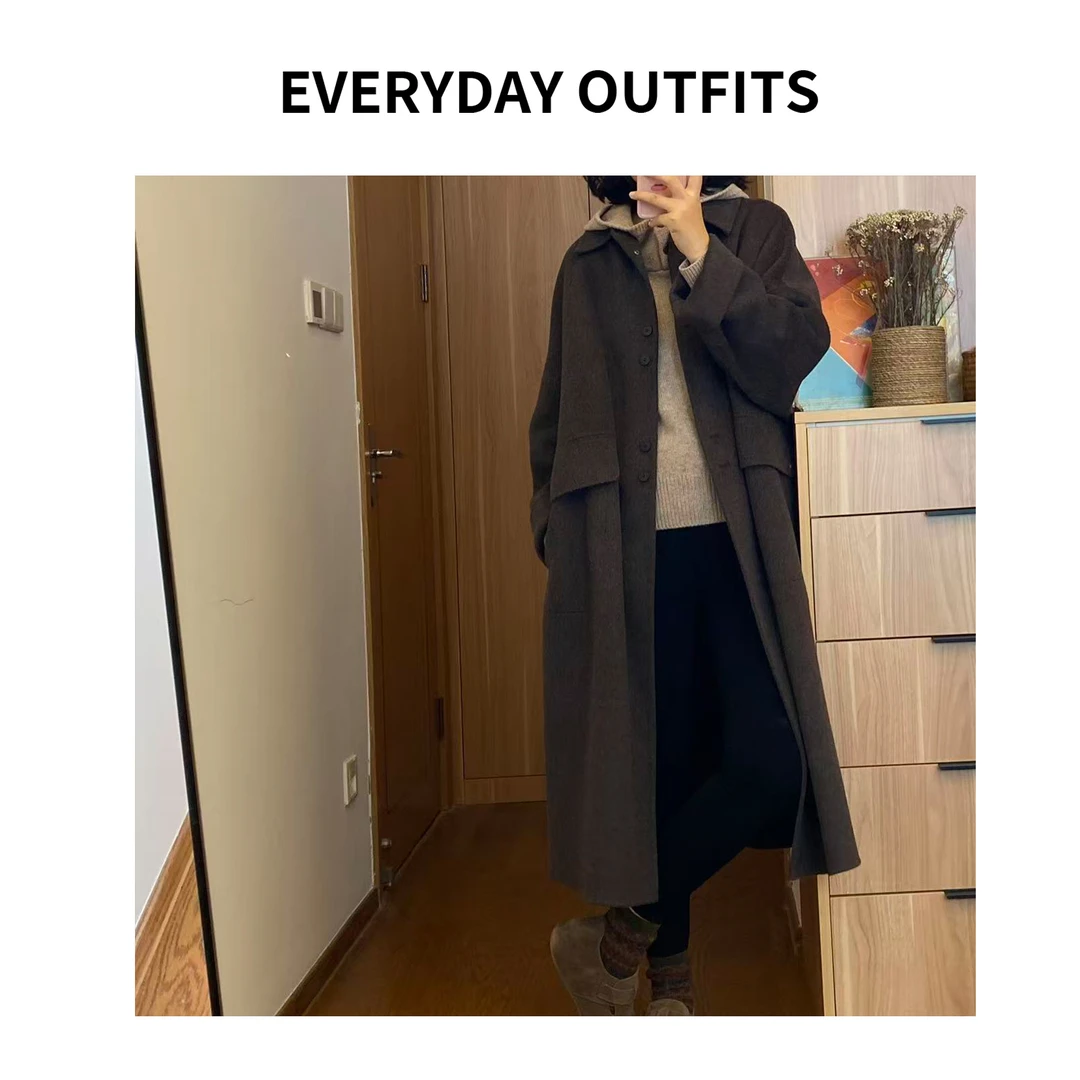 RIDA. 苏力大衣5J15气质时尚百搭毛呢秋冬中长款宽松 88163