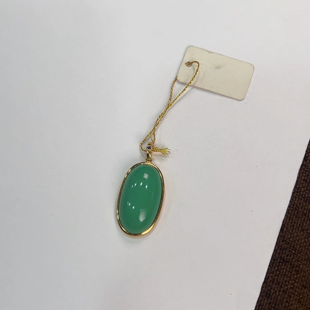 绿松石18K金镶嵌吊坠(不含链)