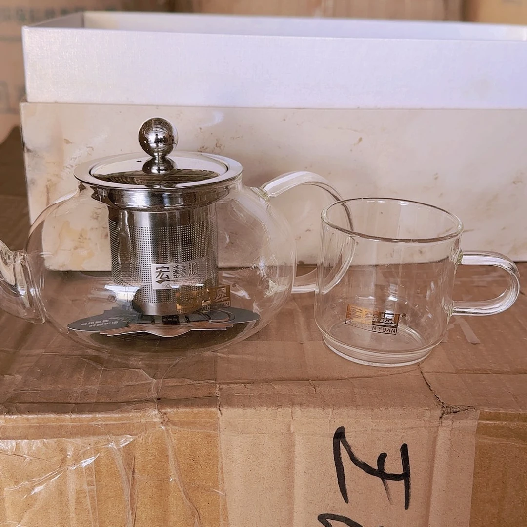 【闪购商品】高硼硅玻璃茶水分离宏鑫源金标1壶6杯