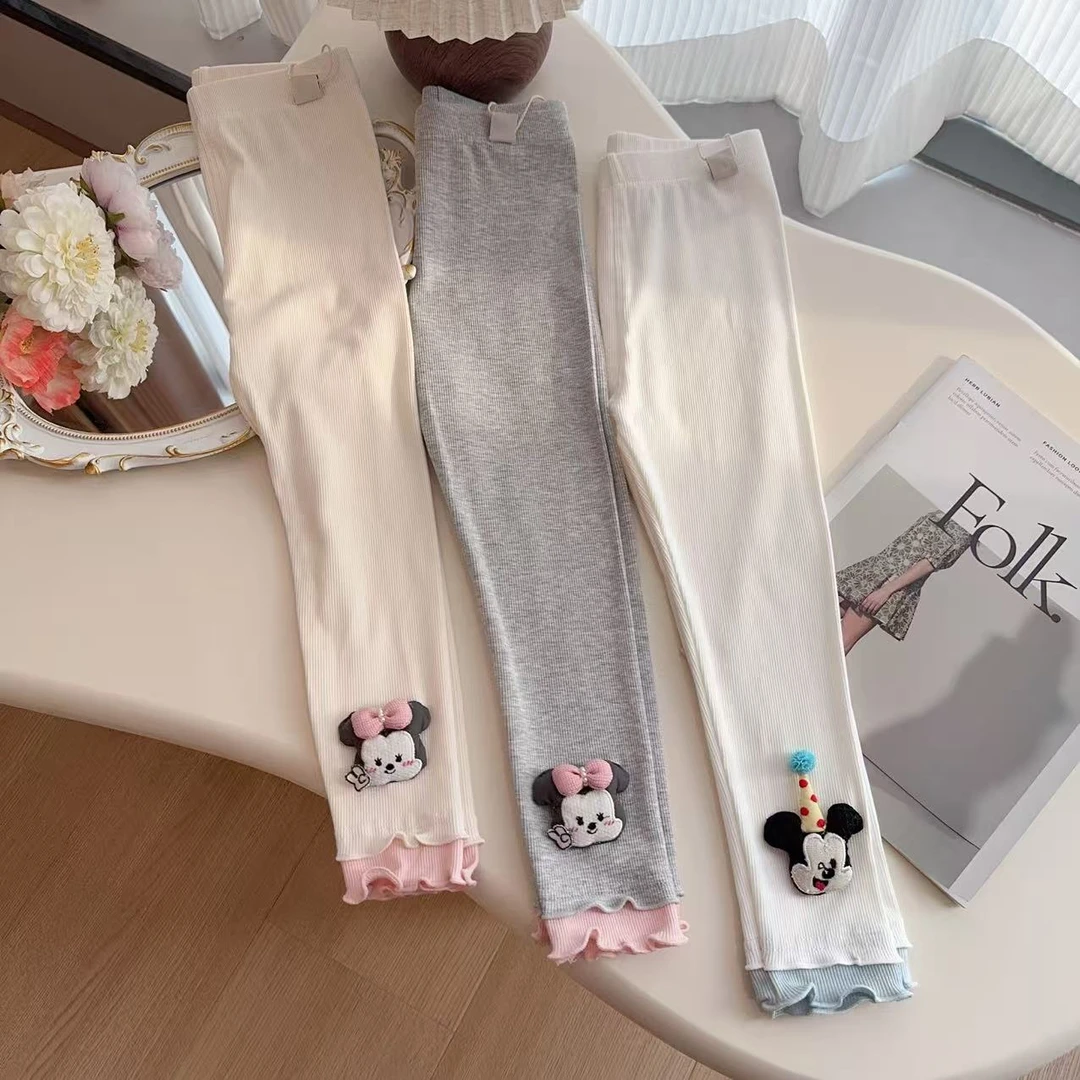 25秋季女童打底裤撞色木耳边拼接立体米妮休闲裤外穿裤子G-126563