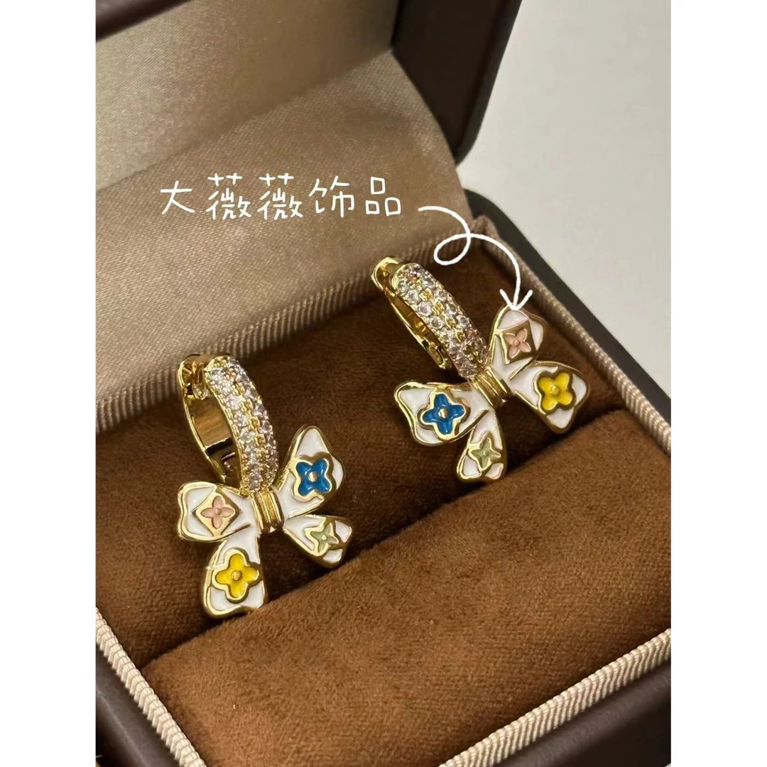 铜合金耳饰 白色蝴蝶时尚耳扣-5028