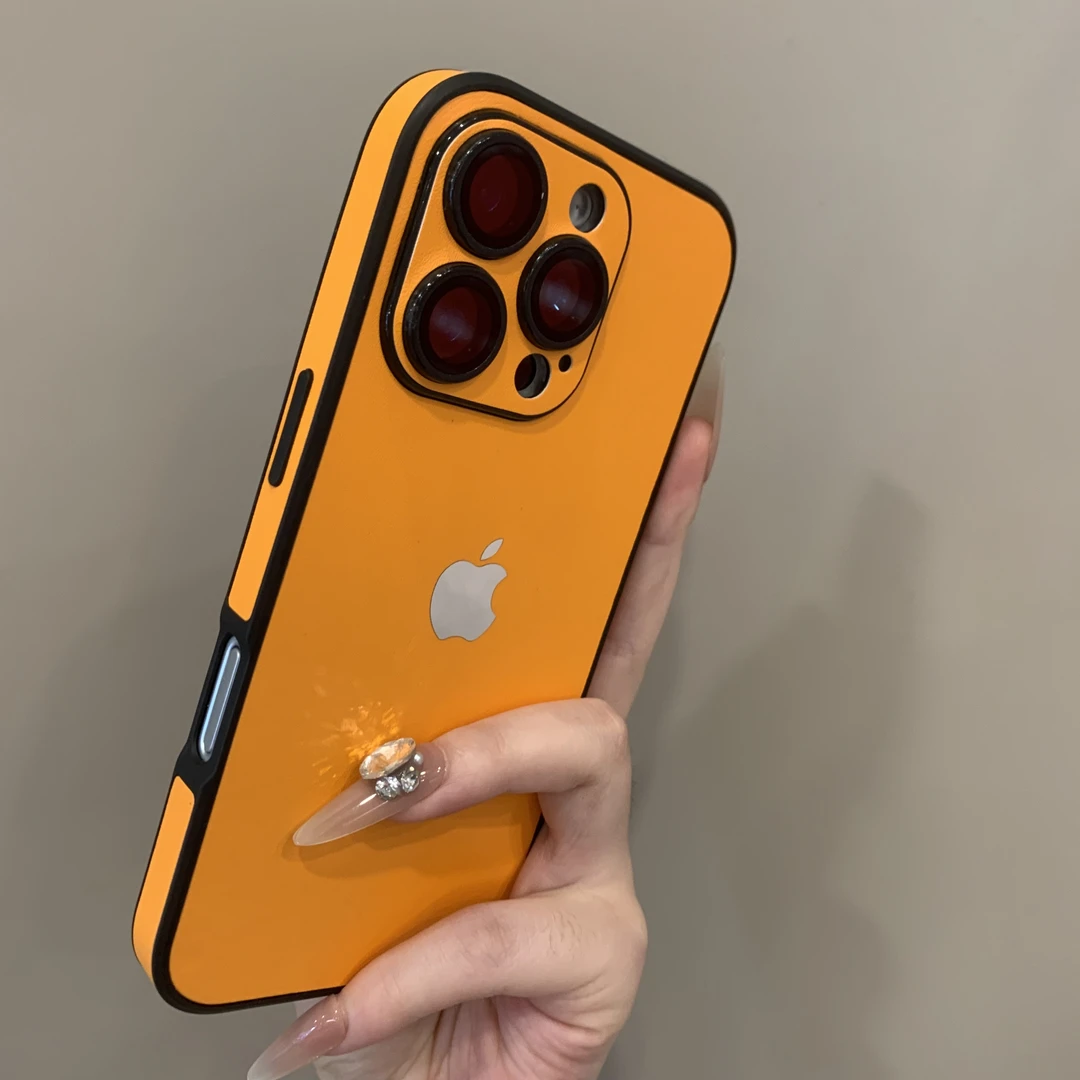 简约皮质全包适用iPhone16Promax苹果15手机壳14硬13镜头膜12/11.