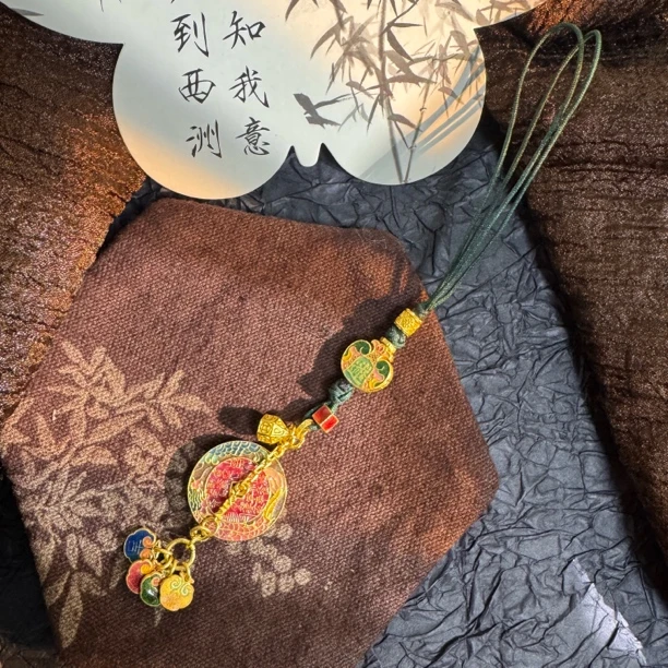 【肆玥珠宝】非遗国金山鬼钱币黄金手机背包挂绳13.81g
