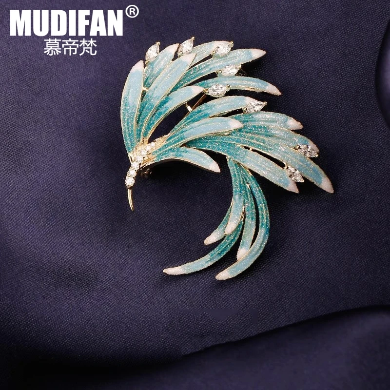 慕帝梵 合金胸针 蓝羽胸针女款时尚百搭简约胸花高档教师节礼物