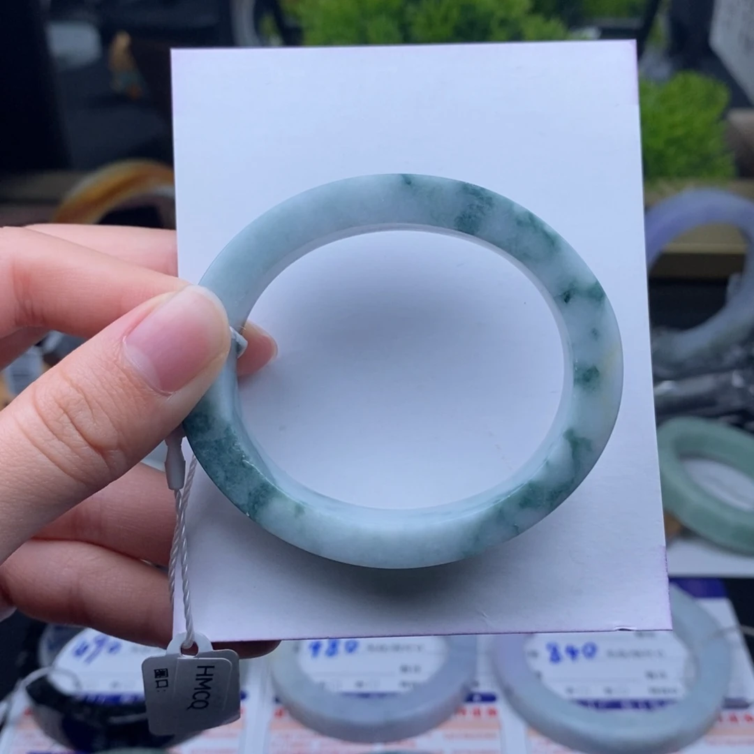 未镶嵌手镯定制翡翠蓝底蓝花贵妃