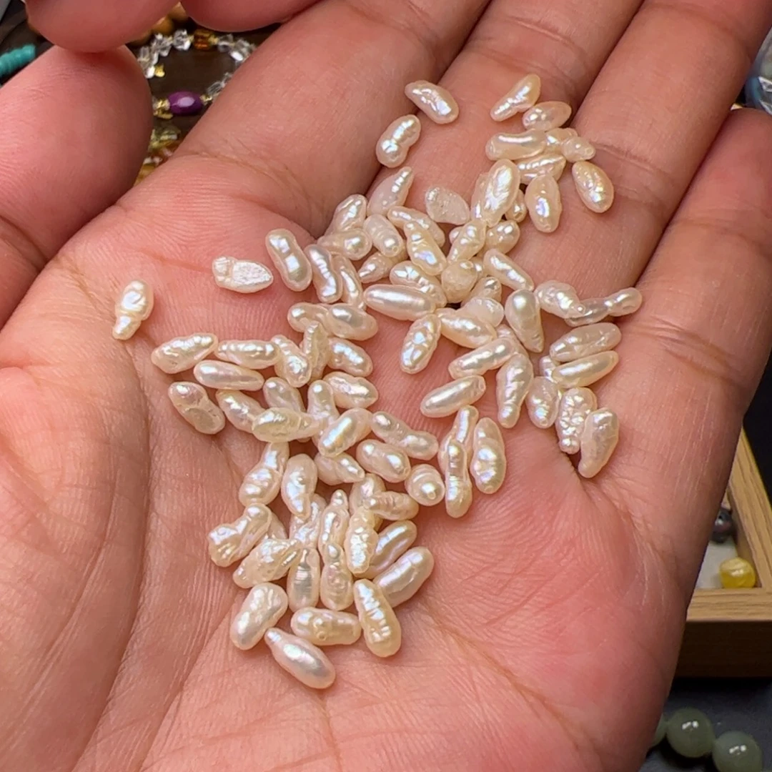 未镶嵌淡水珍珠金色大米珠发10个