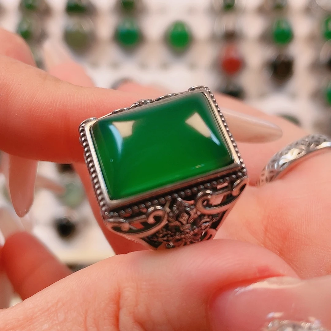 银S925镶嵌戒指玛瑙/玉髓