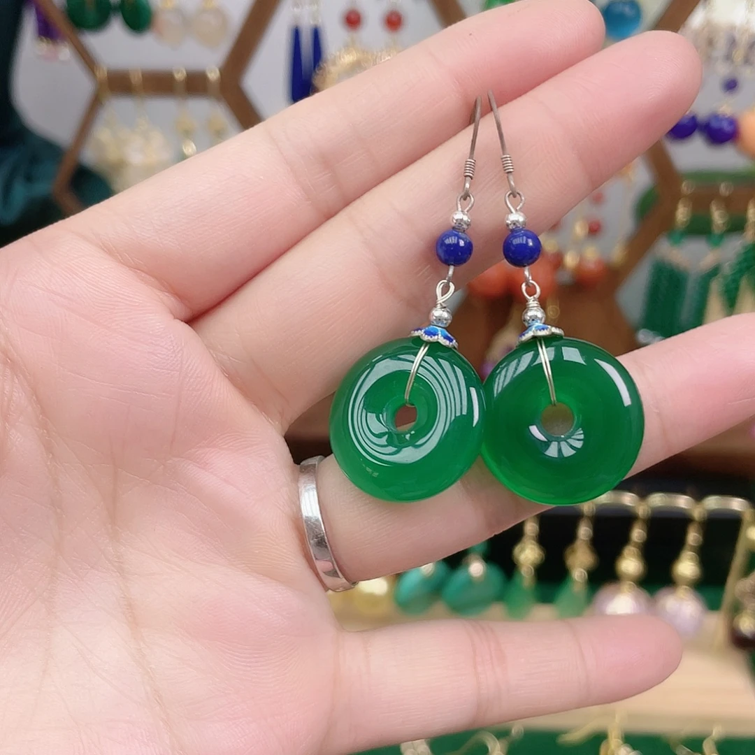 玛瑙/玉髓合金耳饰