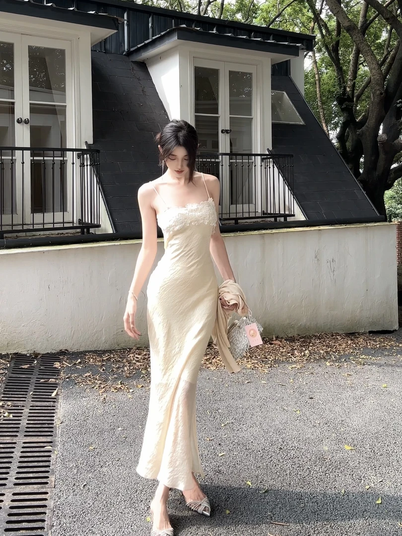 现货【春日部】白月光吊带连衣裙针织开衫两件套0914