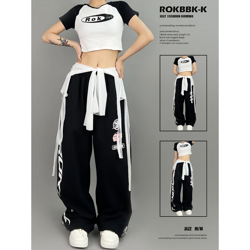 ROKBBK-K/布韩街舞潮牌宽松hiphop跳舞长裤女运动爵士休闲套装