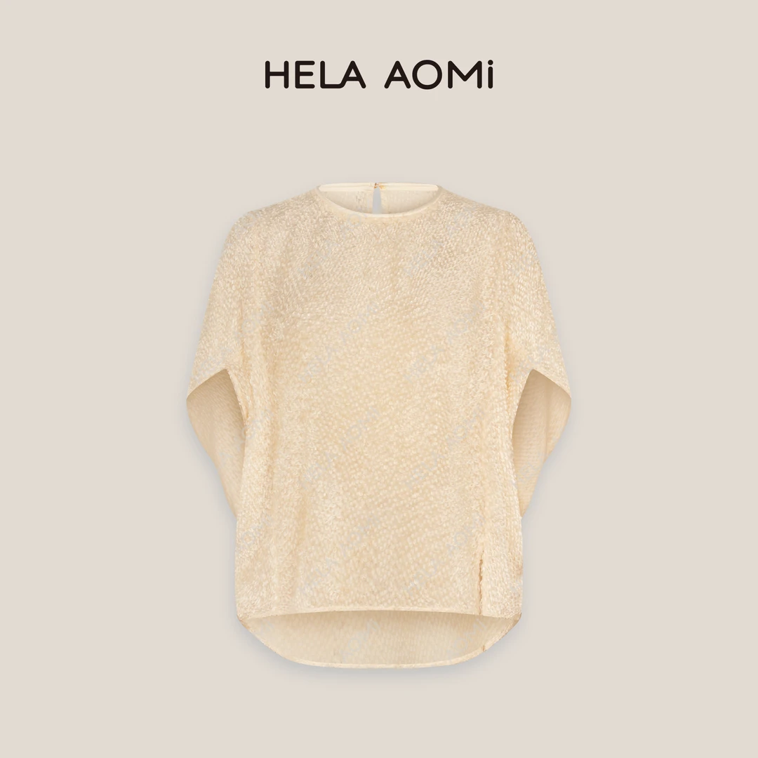 HELAAOMI “100桑蚕丝”高级感长袖T恤薄款桑蚕丝衬衫CY5BC12763