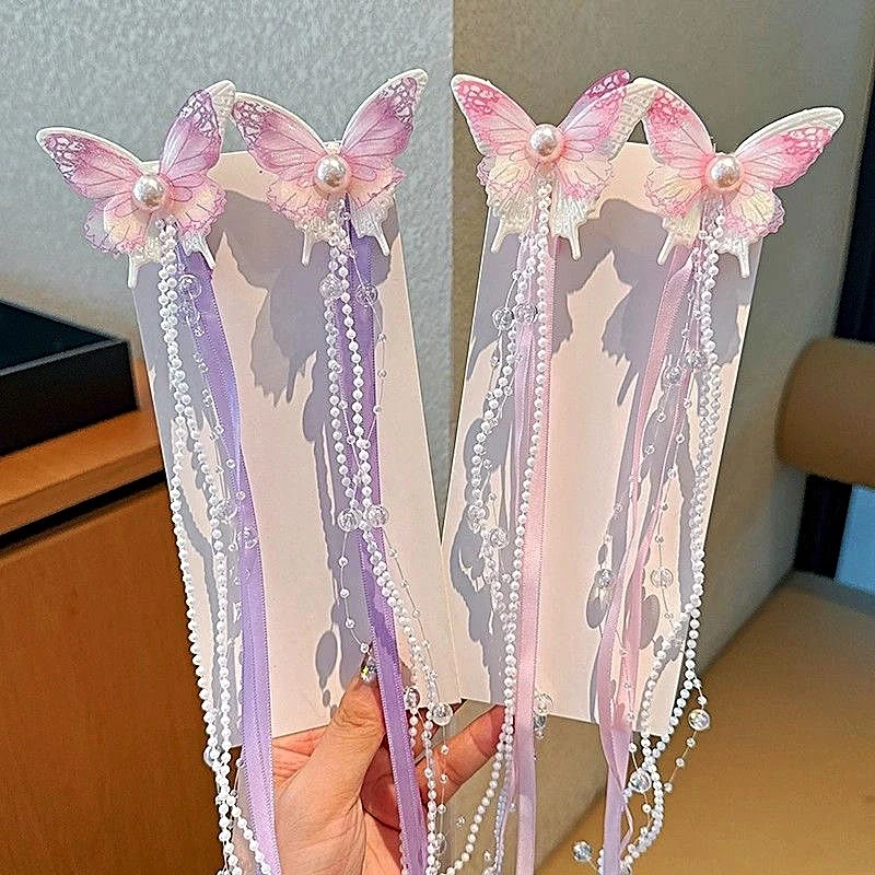 儿童古风发夹女童汉服头饰古装配饰中国风小女孩蝴蝶飘带发卡头饰