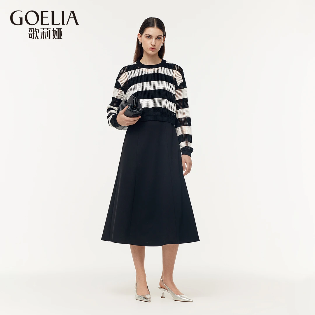 【一秒入夏】歌莉娅春季毛织条纹套头衫+三醋酸针织背心裙1E3CAC530