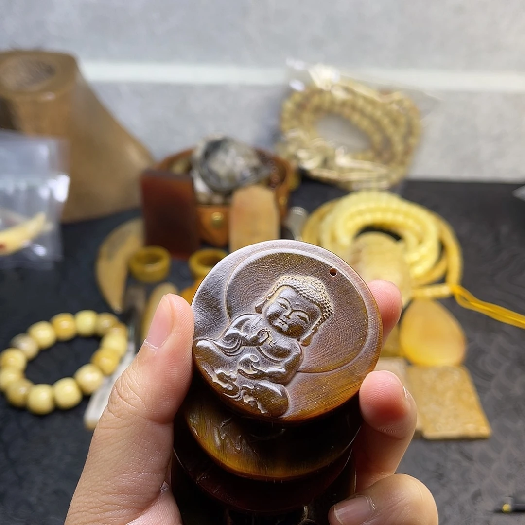 鹿骨手串/手链圆牌随机发