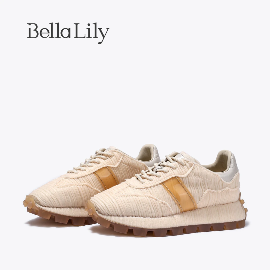 BellaLily2025春季新款炸街时尚阿甘鞋个性潮流休闲鞋增高厚底鞋